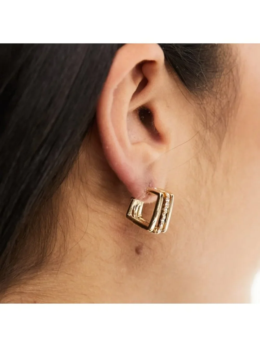 New! Vail 14K Gold Plated Geometric Hoop Earrings (3026)